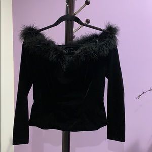 Alex Evenings Black strapless velour top Sz L